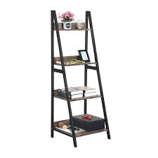 Leiter Regal 4 Tier Bücherregal Metall Und Holz Bücherregal Hause Büro Lagerung Rack Regal Anlage Stehen