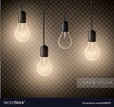 Glowing Light Bulbs Set Of Hanging Lights On A Vector Image