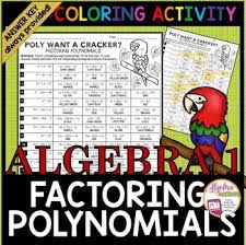 Factoring Polynomials Coloring Activity Color Activities Factoring Polynomials Classroom Activities