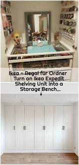 Ikea Regal Fur Ordner Turn An Ikea Expedit Shelving Unit Into A Storage Bench Ikea Hack Storage Ikea Expedit Storage Bench