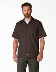 Short Sleeve Work Shirt Dark Brown L Mens Shirts Dickies