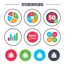 Business Pie Chart Growth Graph Bugs Vaccination Icons Virus