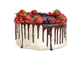 Vector illustration of stylized piece of delicious cake dessert with cream and cherry. Best Birthday Cake Drawing Realistic Ideas