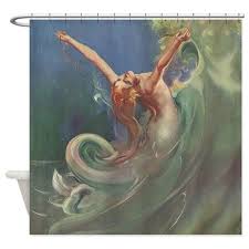Vintage Mermaid Art Shower Curtain By Smilingbuddha Cafepress Mermaid Art Vintage Mermaid Mermaid Painting
