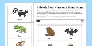 Animals That Hibernate Grade 4 Name Game Teacher Made