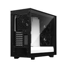 The soho dining table is sturdy, with black steel tubing and a high density surface panel with rich brown wood grain finish. Define 7 Clear Tempered Glass Fractal Design