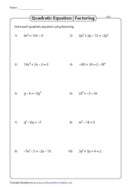 If we plug x=0 or x=4 into our original equation we will see that we are correct. Solving Quadratic Equations By Factoring Worksheets