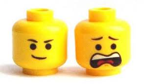 Lego Minifig Head Dual Sided Black Eyebrows Lopsided Smile Open Mouth Scared Pattern Emmet Stud Recessed Black Eyebrows Mini Figures Minifig