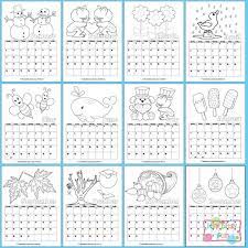The illustration shows a girl holding an umbrella and other sketches related to. Printable Calendar For Kids 2019 Coloring Calendar Kids Calendar Calendar Printables