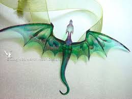 Dragon Necklace Handmade Emerald Green Iridescent With Olive Green Organza Tied Ribbon Or Silver Plated Chain Dragon Necklace Dragon Jewelry Magical Jewelry
