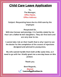 Job application letters are also stored in a database for consideration in future job openings. Application For Child Care Leave 6 Samples Format