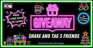 🎁 🎄 Christmas Giveaway Alert!🎄🎁 Win the perfect Christmas gift for  FREE! 🥳 We are giving away ✌️ gift certificate for 1 hour of Team Virtual  Reality Games at our new gaming