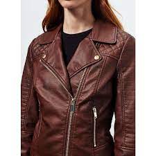 Miss Selfridge Brown Faux Leather Biker Jacket Faux Leather Biker Jacket Brown Faux Leather Jacket Vegan Leather Jacket