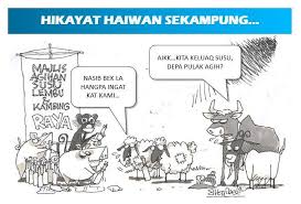 Seseorang yang membuat kebaikan atau bersusah payah, tetapi orang lain yang mendapat pujian. Kartun Lembu Punya Susu Sapi Dapat Nama