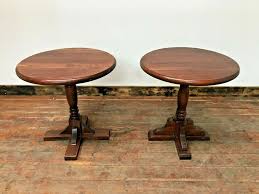 Pair Of Round Pub Tables Dark Wood Traditional Small Podium Base Bar Unbranded Farmhouse Round Pub Table Pub Table Dark Wood