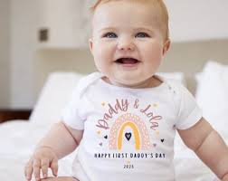 Personalised First Father's Day Babygrow Gift, Personalised Baby Grow,  Rainbow Baby Grow, Father's Day Baby Grow, Design Vest Bib, Sleepsuit