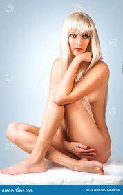 Beautiful Naked Blonde Woman Sitting Stock Photo - Image of seduction,  isolated: 30125674