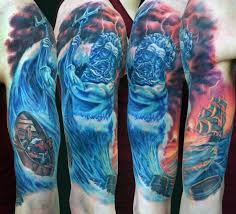 Check spelling or type a new query. Eleganter Stil Gemalter Und Farbiger Poseidon Gott Mit Schiff Tattoo Am Armel Tattooimages Biz
