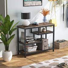 industrial narrow console table with 2 shelves steel frame etsy en 2021 table console etroite table de canape consoles