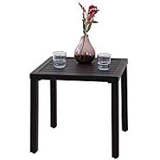 Phi Villa Black Patio Table Metal Square Coffee Tea Bistro Table Small Side End Adjustable Outdoor Furniture Table Black Bistro Table Patio Table End Tables