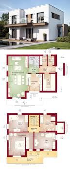 Bauhaus Stadtvilla Modern Einfamilienhaus Neubau Mit Flachdach Architektur Erker Balkon Grundriss Offen Ohne Keller Haus Bauen I Baustil Haus Haus Bauen