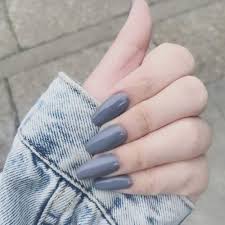 Acrylic nail paints are a mixture of liquid monomer and powder polymer. Poliphili 24pcs Medium Long Coffin Pure Color Removable Wear False Nails Press On Full Coverage Acrylic Fake Nails Tips Grey Buy Online In Cayman Islands At Cayman Desertcart Com Productid 167714516