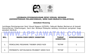Jawatan kosong terkini di senai international airport. Jawatan Kosong Terkini Di Lembaga Pembangunan Seni Visual Negara Lpsvn Appjawatan Malaysia