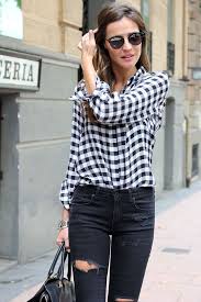 Black And White Gingham Shirt Dress Gingham Jeans Looks Lady Addict Fashion Outfit Inspirations Style