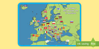 Questa mappa permette di consultare in modo rapido alcune delle caratteristiche culturali che possono creare potenziali problemi di comunicazione interculturale. Mappa Dell Europa Con Le Bandiere Poster Teacher Made