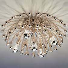 Anemone Nickel Large Flush Mount Modern Sconces Jonathan Adler Luxury Lighting Chandeliers Wall Ceiling Lights Ceiling Pendant Lights