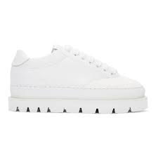 Buy the maison margiela 22 brushed leather replica sneaker in bordeaux from leading mens fashion retailer end. Mm6 Maison Martin Margiela White Leather Platform Sneakers Mm6 Maison Margiela