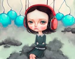 Pop Surrealism Girl Wall Art Print Big Eyes Girl, Lowbrow Art, Creepy Cute  Painting, Gloomy Girl, 8x10