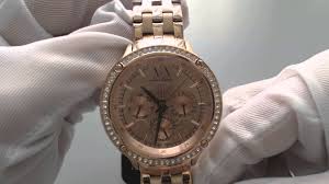 Armani exchange lola quartz cream dial ladies watch ax5561. Women S Rose Gold Armani Exchange Multifunction Watch Ax5406 Youtube