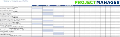 Server Maintenance Checklist Projectmanager Com