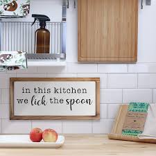 Besides good quality brands, you'll also find plenty of discounts when you shop for rustic kitchen decor during big sales. Buy In This Kitchen We Lick The Spoon Sign Funny Kitchen Sign Modern Farmhouse Kitchen Decor Kitchen Wall Decor Rustic Home Decor Country Kitchen Decor With Solid Wood Frame 8x17