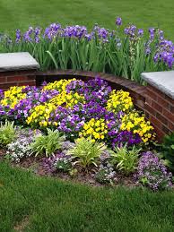 Spring Pansies And Iris Landscape Design Garden Design Cottage Garden Design