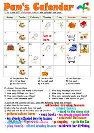 Pam S Calendar Kindergarten Worksheets Fun Worksheets For Kids Calendar Worksheets
