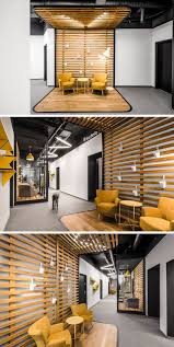 This New Office Interior Uses Wood And Black Frames To Clearly Define Spaces Corporate Office Design Hotel Lobby Design Modern Office Design