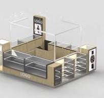 Wooden Watch Kiosk Design Retail Watch Glass Display Mall 3D Watch Booth