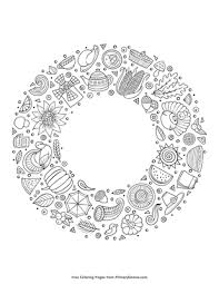 Drawing christmas wreaths coloring pages. Thanksgiving Wreath Coloring Page Free Printable Pdf From Primarygames