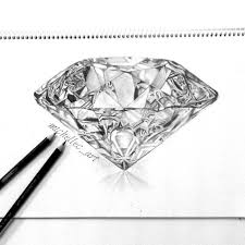 Black And White Gemstone Drawing Realistic Diamond Drawing Diamond Drawing Diamond Sketch Realistic Drawings