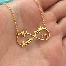 Infinity Name Necklace Heart Infinity Necklace Heart Beat Necklace Infinity Jewelry Couple Infinity Necklace Mom Necklace Personalized Custom Name Necklace