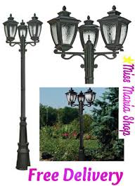 Lamp Post Outside Lights Garden Street 3 Head Cast Aluminium Black Uv Protection