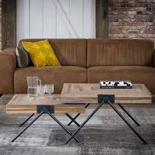 vierkante salontafel teca balance teak sohome koffietafel vierkante salontafels industriele salontafels