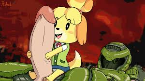 Post 3570979: Animal_Crossing animated crossover DOOM Doomguy Isabelle Robed