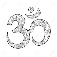 At diwali, hindus draw bright rangoli patterns to encourage the goddess lakshmi to enter their homes. Om Or Aum Sign Ornated In Henna Tatoo Mehendi Style Isolated On White Background Symbol Of Hinduism Can Be Used Like Print Or Antistress Coloring Book For Adult Art Vector Illustration Royalty