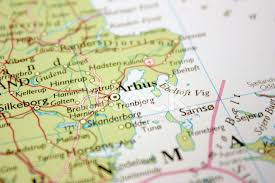 Danmark, pronounced ˈtænmɑk (listen)), officially the kingdom of denmark, is a nordic country in northern europe. Karta Som Visar Arhus I Danmark Stockfoton Freeimages Com