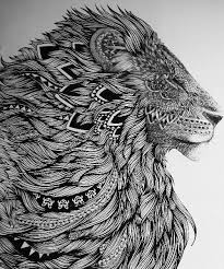 Black And White Lion Tattoo Drawing Black And White Lion Art Literary Tattoos Lion Tattoo Design Zentangle Art