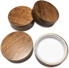 Amazon Com Wooden Mason Jar Lids 4 Mason Jar Lids Wide Mouth Acacia Wood Custom Molded Screw Top Mason Jar Accessories Mason Jar Storage Mason Jar Lids