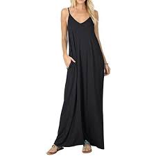 Maybe you would like to learn more about one of these? Freshlook Women S Casual Loose Long Maxi Dress Spaghetti Strap Dress With Pockets Walmart Com Walmart Com